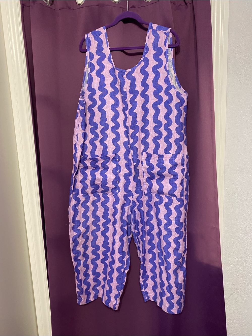 Nooworks Blue and White Wavy-Stripe Jumpsuit - Picture 4 of 5
